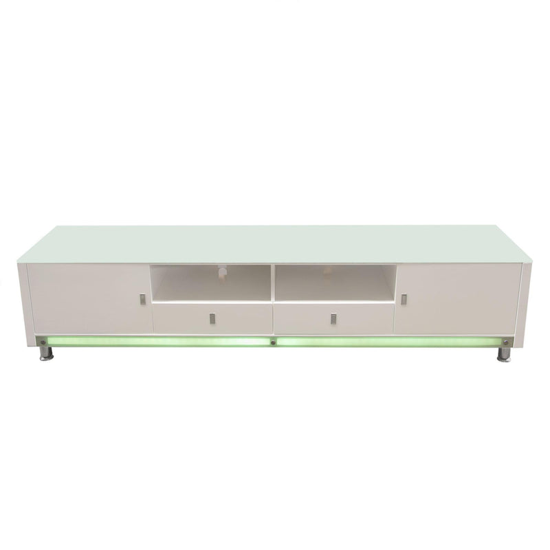 K99 83 Inch Low Profile Entertainment Cabinet in White Lacquer Finish w/ RGB Multi-Color Accent Light by Diamond Sofa - Furniture City (CA)l
