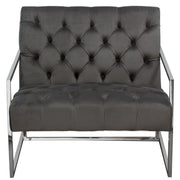 Luxe Accent Chair in Dusk Grey Tufted Velvet Fabric with Polished Stainless Steel Frame by Diamond Sofa - Furniture City (CA)l