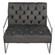 Luxe Accent Chair in Dusk Grey Tufted Velvet Fabric with Polished Stainless Steel Frame by Diamond Sofa - Furniture City (CA)l