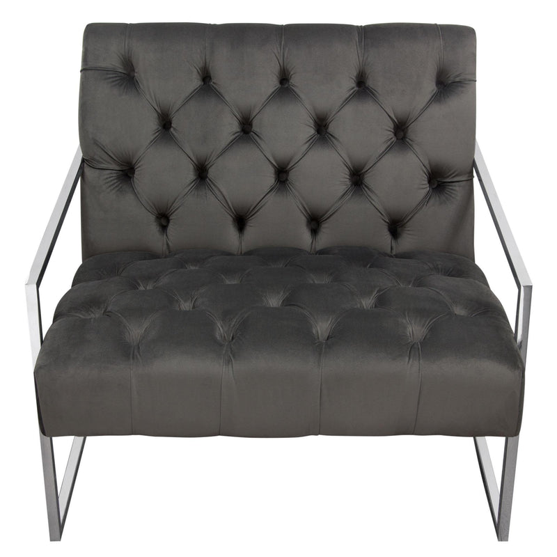 Luxe Accent Chair in Dusk Grey Tufted Velvet Fabric with Polished Stainless Steel Frame by Diamond Sofa - Furniture City (CA)l