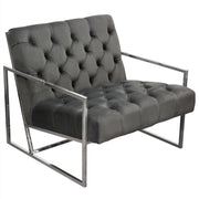 Luxe Accent Chair in Dusk Grey Tufted Velvet Fabric with Polished Stainless Steel Frame by Diamond Sofa - Furniture City (CA)l