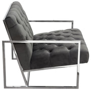 Luxe Accent Chair in Dusk Grey Tufted Velvet Fabric with Polished Stainless Steel Frame by Diamond Sofa - Furniture City (CA)l
