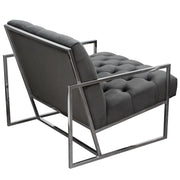 Luxe Accent Chair in Dusk Grey Tufted Velvet Fabric with Polished Stainless Steel Frame by Diamond Sofa - Furniture City (CA)l