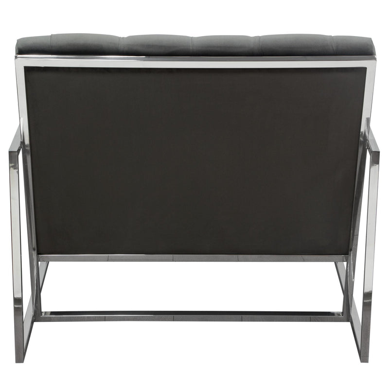 Luxe Accent Chair in Dusk Grey Tufted Velvet Fabric with Polished Stainless Steel Frame by Diamond Sofa - Furniture City (CA)l