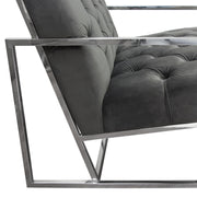 Luxe Accent Chair in Dusk Grey Tufted Velvet Fabric with Polished Stainless Steel Frame by Diamond Sofa - Furniture City (CA)l