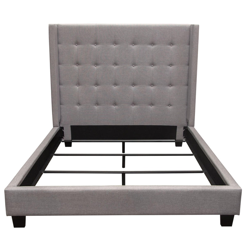 Madison Ave Tufted Wing Queen Bed in Light Grey Button Tufted Fabric by Diamond Sofa - Furniture City (CA)l