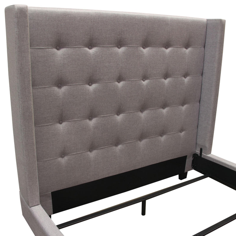 Madison Ave Tufted Wing Queen Bed in Light Grey Button Tufted Fabric by Diamond Sofa - Furniture City (CA)l