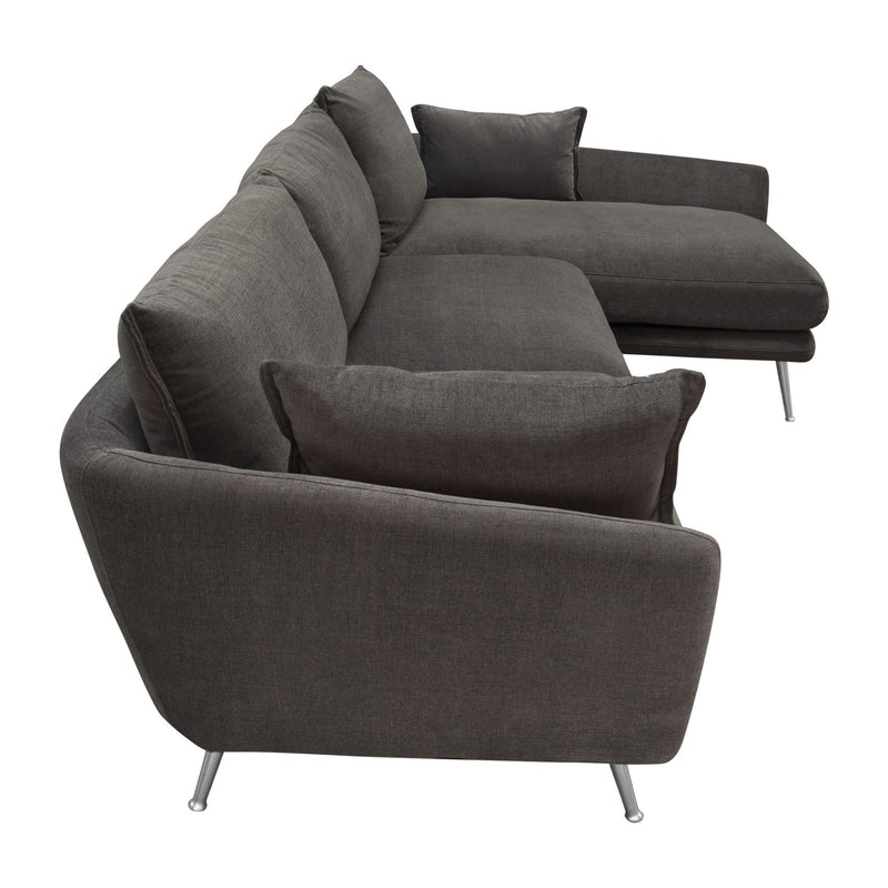 Vantage RF 2PC Sectional in Iron Grey Fabric w/ Brushed Metal Legs by Diamond Sofa - Furniture City (CA)l