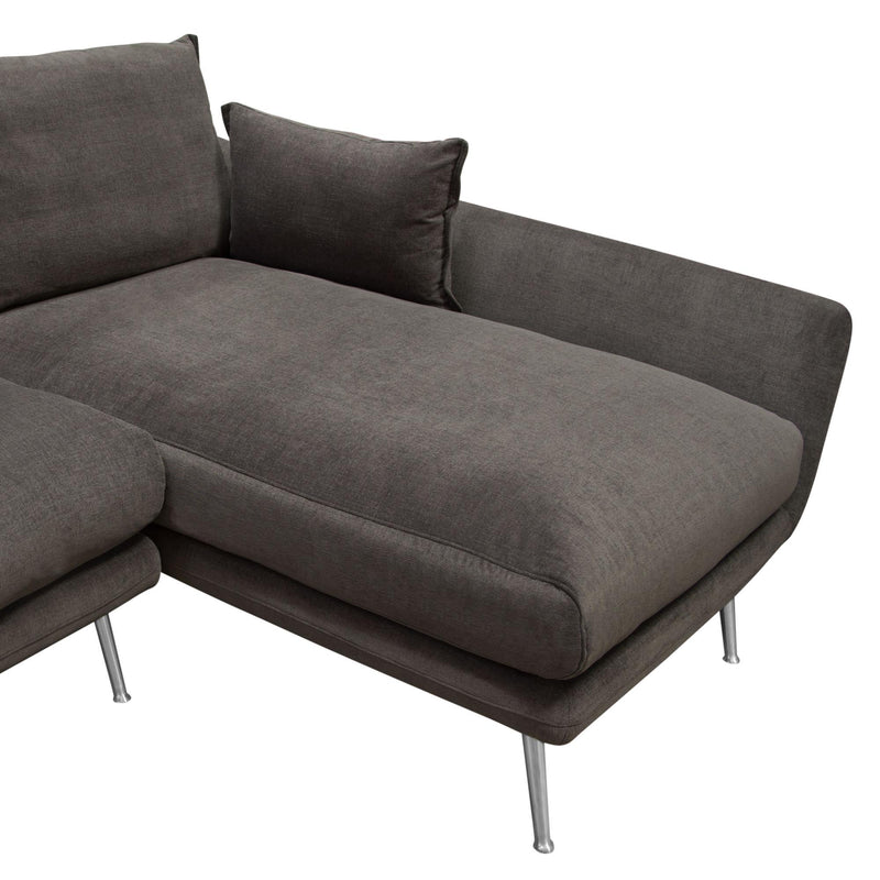 Vantage RF 2PC Sectional in Iron Grey Fabric w/ Brushed Metal Legs by Diamond Sofa - Furniture City (CA)l