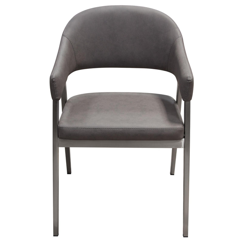 Adele Set of Two Dining/Accent Chairs in Grey Leatherette w/ Brushed Stainless Steel Leg by Diamond Sofa - Furniture City (CA)l