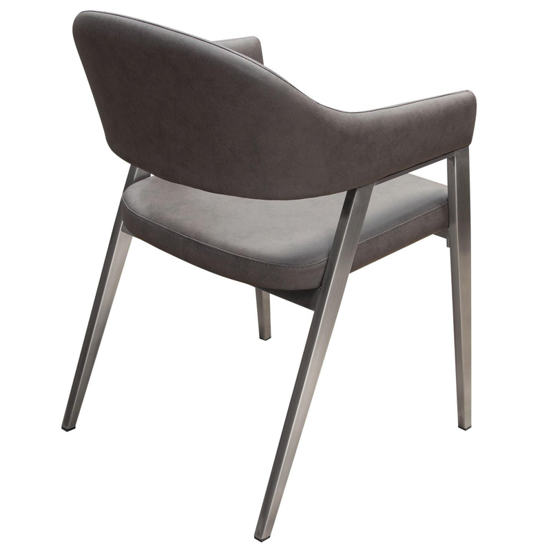 Adele Set of Two Dining/Accent Chairs in Grey Leatherette w/ Brushed Stainless Steel Leg by Diamond Sofa - Furniture City (CA)l