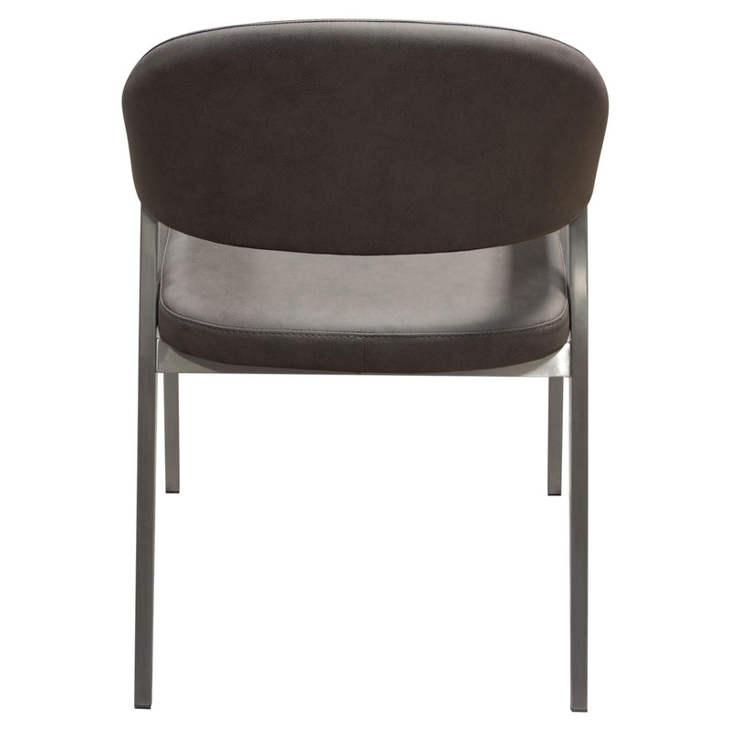 Adele Set of Two Dining/Accent Chairs in Grey Leatherette w/ Brushed Stainless Steel Leg by Diamond Sofa - Furniture City (CA)l