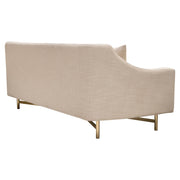 Croft Fabric Sofa in Sand Linen Fabric w/ Accent Pillows and Gold Metal Criss-Cross Frame by Diamond Sofa - Furniture City (CA)l