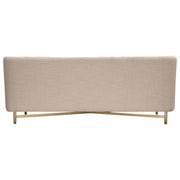 Croft Fabric Sofa in Sand Linen Fabric w/ Accent Pillows and Gold Metal Criss-Cross Frame by Diamond Sofa - Furniture City (CA)l