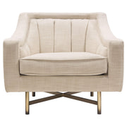 Croft Fabric Chair in Sand Linen Fabric w/ Accent Pillow and Gold Metal Criss-Cross Frame by Diamond Sofa - Furniture City (CA)l