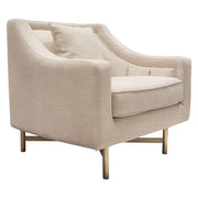 Croft Fabric Chair in Sand Linen Fabric w/ Accent Pillow and Gold Metal Criss-Cross Frame by Diamond Sofa - Furniture City (CA)l