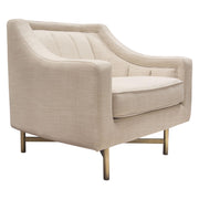 Croft Fabric Chair in Sand Linen Fabric w/ Accent Pillow and Gold Metal Criss-Cross Frame by Diamond Sofa - Furniture City (CA)l