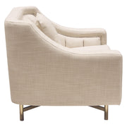 Croft Fabric Chair in Sand Linen Fabric w/ Accent Pillow and Gold Metal Criss-Cross Frame by Diamond Sofa - Furniture City (CA)l