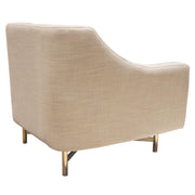 Croft Fabric Chair in Sand Linen Fabric w/ Accent Pillow and Gold Metal Criss-Cross Frame by Diamond Sofa - Furniture City (CA)l
