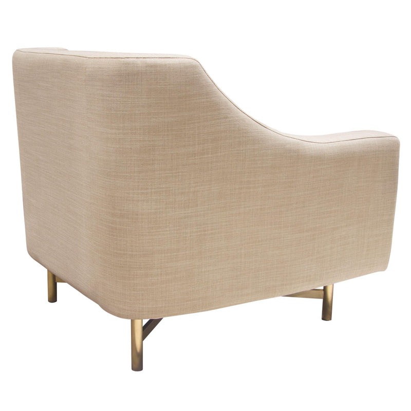Croft Fabric Chair in Sand Linen Fabric w/ Accent Pillow and Gold Metal Criss-Cross Frame by Diamond Sofa - Furniture City (CA)l