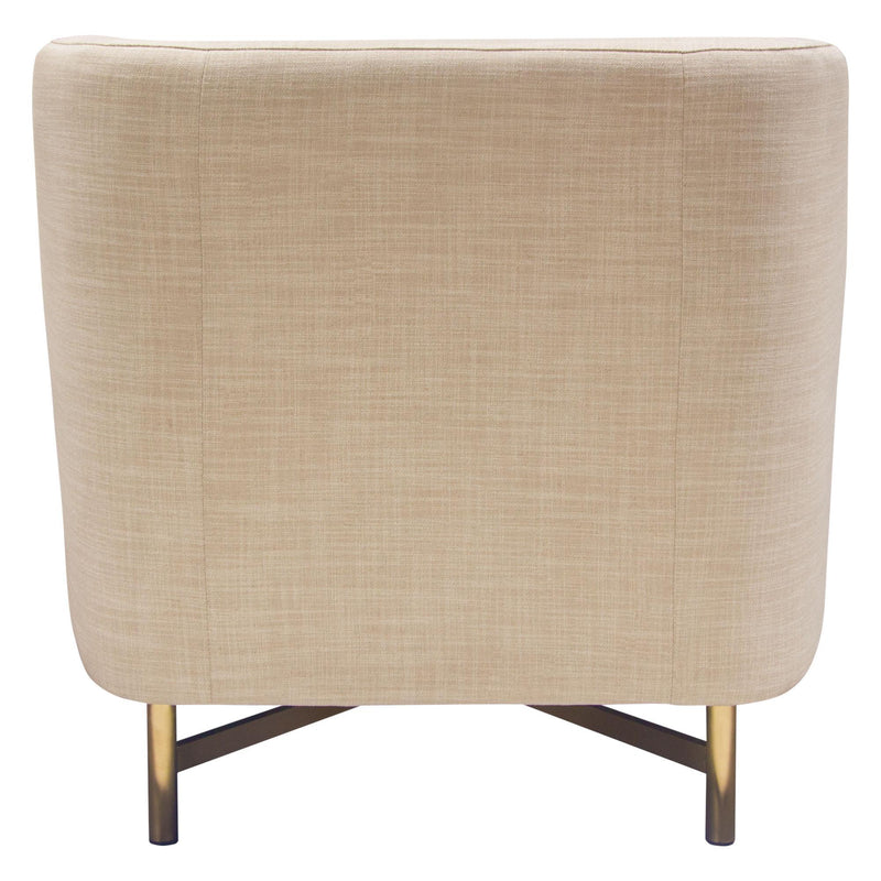 Croft Fabric Chair in Sand Linen Fabric w/ Accent Pillow and Gold Metal Criss-Cross Frame by Diamond Sofa - Furniture City (CA)l