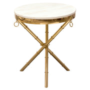 Reed Round Accent Table with White Marble Top and Gold Finished Metal Base by Diamond Sofa - Furniture City (CA)l