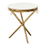Reed Round Accent Table with White Marble Top and Gold Finished Metal Base by Diamond Sofa - Furniture City (CA)l
