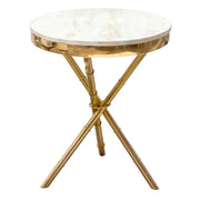 Reed Round Accent Table with White Marble Top and Gold Finished Metal Base by Diamond Sofa - Furniture City (CA)l