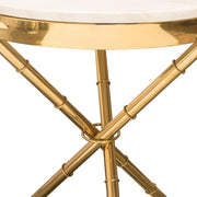 Reed Round Accent Table with White Marble Top and Gold Finished Metal Base by Diamond Sofa - Furniture City (CA)l