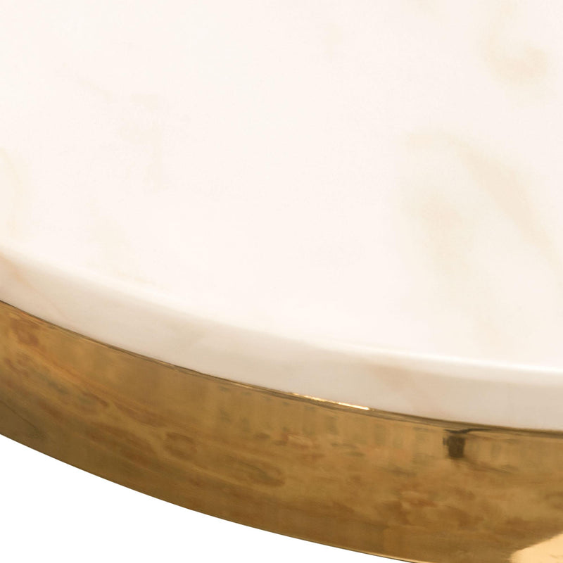 Reed Round Accent Table with White Marble Top and Gold Finished Metal Base by Diamond Sofa - Furniture City (CA)l