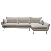 Vantage RF 2PC Sectional in Light Flax Fabric w/ Feather Down Seating & Brushed Metal Legs by Diamond Sofa - Furniture City (CA)l