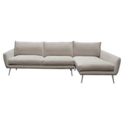 Vantage RF 2PC Sectional in Light Flax Fabric w/ Feather Down Seating & Brushed Metal Legs by Diamond Sofa - Furniture City (CA)l