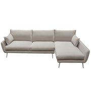 Vantage RF 2PC Sectional in Light Flax Fabric w/ Feather Down Seating & Brushed Metal Legs by Diamond Sofa - Furniture City (CA)l