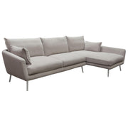 Vantage RF 2PC Sectional in Light Flax Fabric w/ Feather Down Seating & Brushed Metal Legs by Diamond Sofa - Furniture City (CA)l