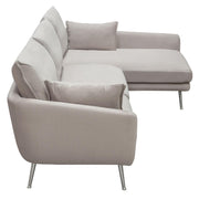Vantage RF 2PC Sectional in Light Flax Fabric w/ Feather Down Seating & Brushed Metal Legs by Diamond Sofa - Furniture City (CA)l