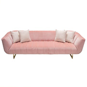 Venus Sofa in Blush Pink Velvet w/ Contrasting Pillows & Gold Finished Metal Base by Diamond Sofa - Furniture City (CA)l