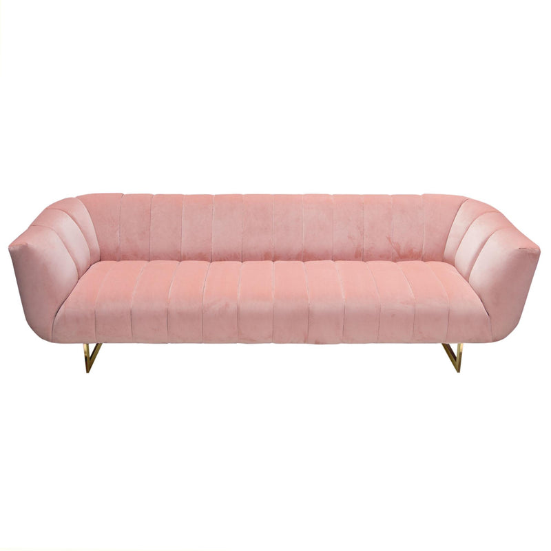 Venus Sofa in Blush Pink Velvet w/ Contrasting Pillows & Gold Finished Metal Base by Diamond Sofa - Furniture City (CA)l