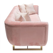 Venus Sofa in Blush Pink Velvet w/ Contrasting Pillows & Gold Finished Metal Base by Diamond Sofa - Furniture City (CA)l