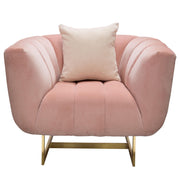 Venus Chair in Blush Pink Velvet w/ Contrasting Pillows & Gold Finished Metal Base by Diamond Sofa - Furniture City (CA)l