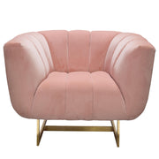 Venus Chair in Blush Pink Velvet w/ Contrasting Pillows & Gold Finished Metal Base by Diamond Sofa - Furniture City (CA)l