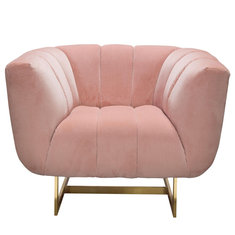 Venus Chair in Blush Pink Velvet w/ Contrasting Pillows & Gold Finished Metal Base by Diamond Sofa - Furniture City (CA)l