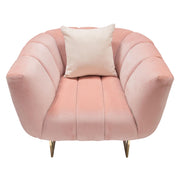 Venus Chair in Blush Pink Velvet w/ Contrasting Pillows & Gold Finished Metal Base by Diamond Sofa - Furniture City (CA)l