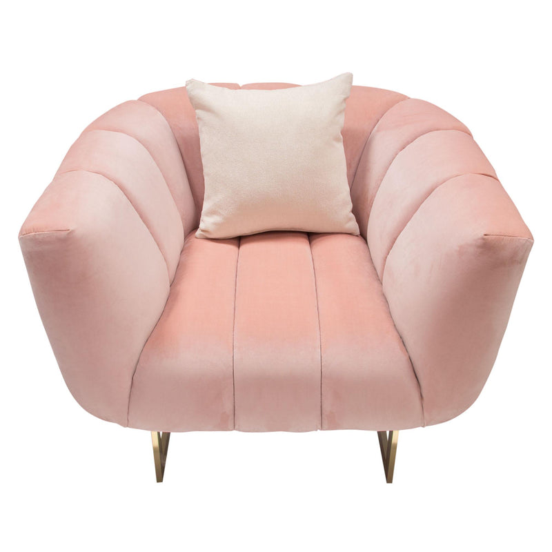 Venus Chair in Blush Pink Velvet w/ Contrasting Pillows & Gold Finished Metal Base by Diamond Sofa - Furniture City (CA)l
