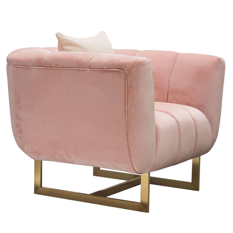 Venus Chair in Blush Pink Velvet w/ Contrasting Pillows & Gold Finished Metal Base by Diamond Sofa - Furniture City (CA)l