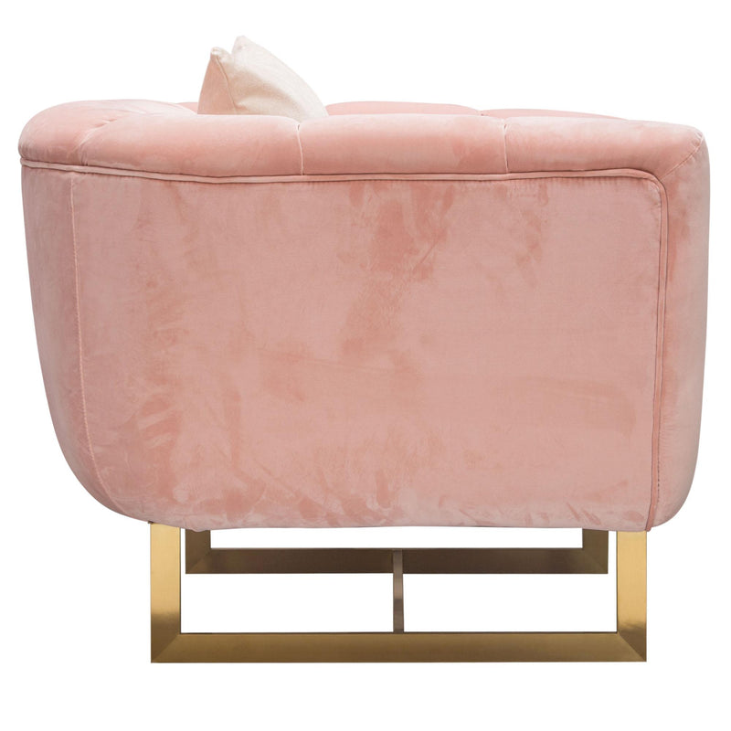 Venus Chair in Blush Pink Velvet w/ Contrasting Pillows & Gold Finished Metal Base by Diamond Sofa - Furniture City (CA)l