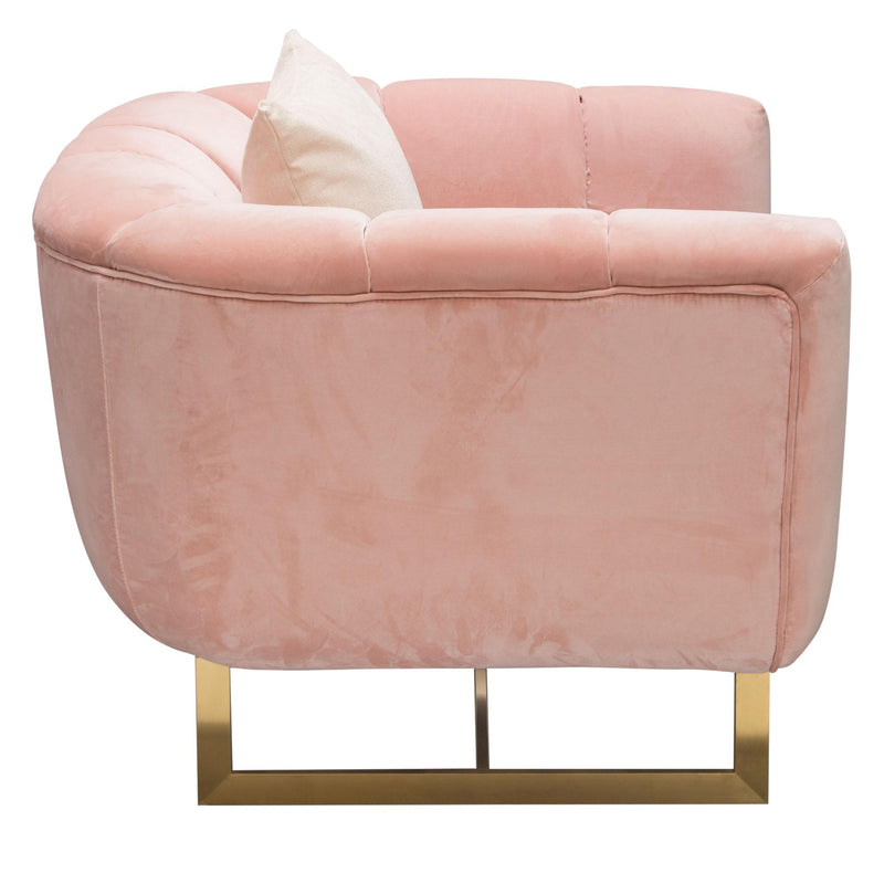 Venus Chair in Blush Pink Velvet w/ Contrasting Pillows & Gold Finished Metal Base by Diamond Sofa - Furniture City (CA)l