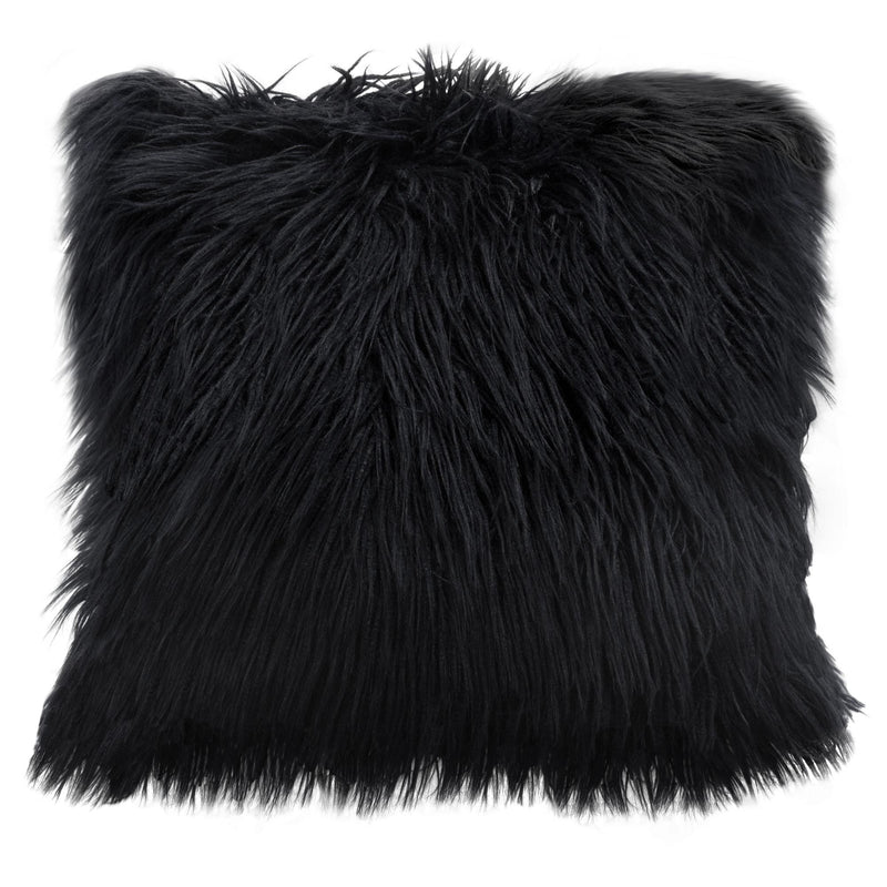 18" Square Accent Pillow by Diamond Sofa in Black Dual-Sided Faux Fur - Furniture City (CA)l