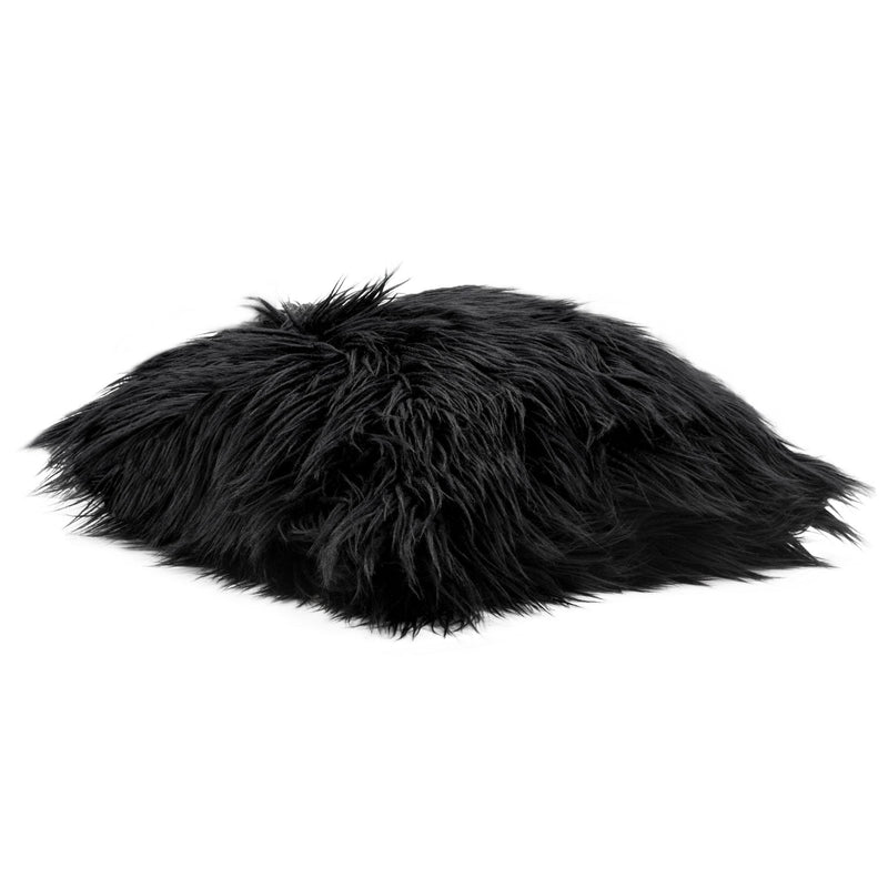 18" Square Accent Pillow by Diamond Sofa in Black Dual-Sided Faux Fur - Furniture City (CA)l