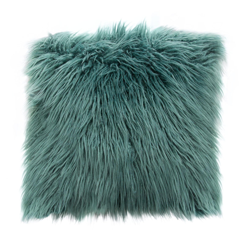 18" Square Accent Pillow by Diamond Sofa in Teal Dual-Sided Faux Fur - Furniture City (CA)l