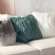 18" Square Accent Pillow by Diamond Sofa in Teal Dual-Sided Faux Fur - Furniture City (CA)l
